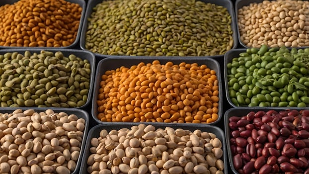 Colorful Assortment of Legumes in Square Containers photo