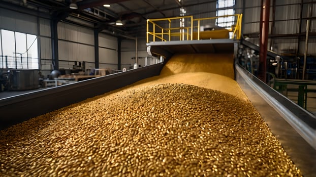 Golden Grain Abundance Agricultural Harvest in Industrial Facility photo