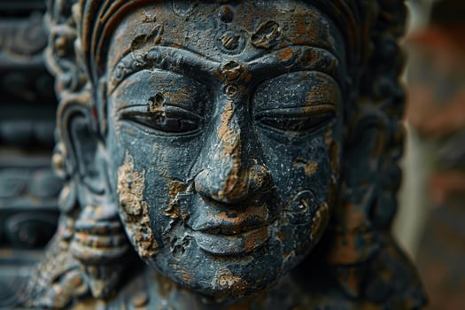 Ancient stone statue showing the passing of time photo
