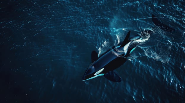 An orca whale swimming in the ocean photo