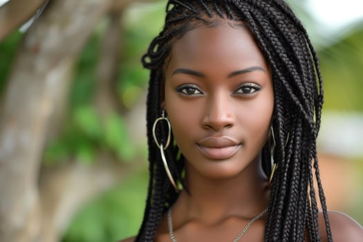 Young black woman posing with box braids hairstyle photo