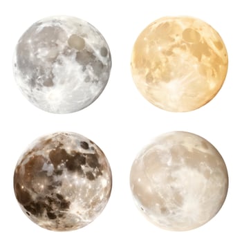 Four different phases of the moon on a white background photo