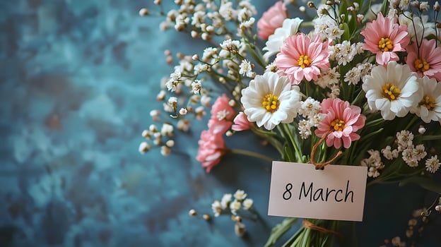 Beautiful floral arrangement for March 8 Women Day greeting card. . photo