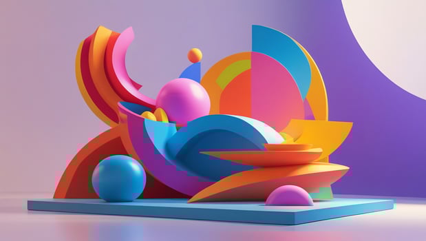 Abstract 3D Geometric Composition with Vibrant Colors photo