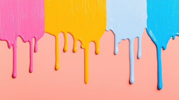 Colorful paint drips create a vibrant and artistic backdrop for creative projects or design elements. photo