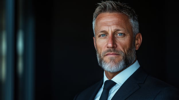 Portrait of a confident businessman in a tailored suit. photo