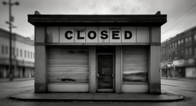 Storefront Sign Announcing Business Closure. photo