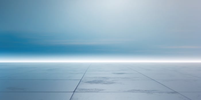 Abstract blue background showcasing a blurred floor with space for product display in a modern and clean design. photo