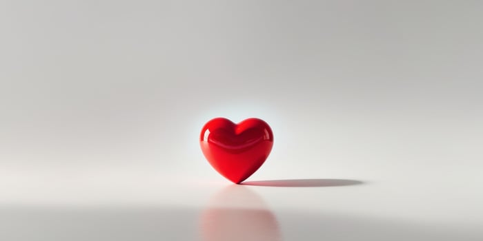 Glossy Red Heart Symbolizing Love and Passion. photo