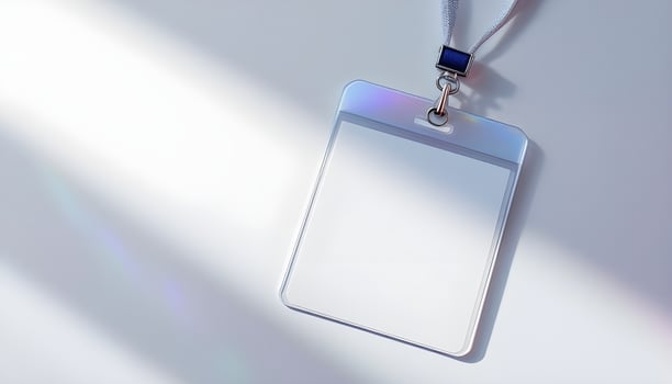 Blank Id Badge Mockup with Lanyard for Branding photo