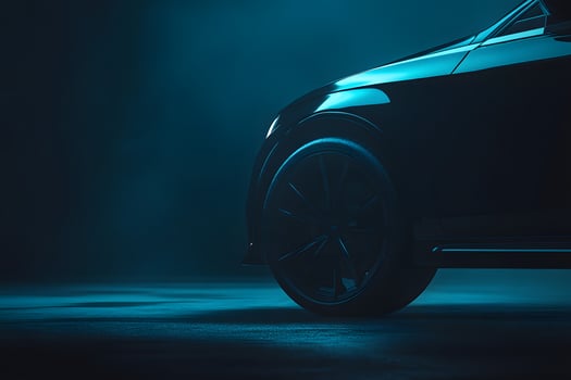 Black Car Front Wheel and Side Profile photo