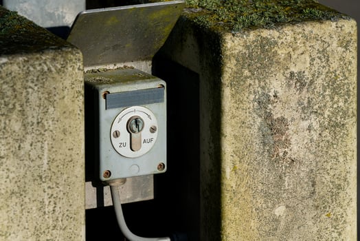 Control panel for fire safety equipment in urban setting photo