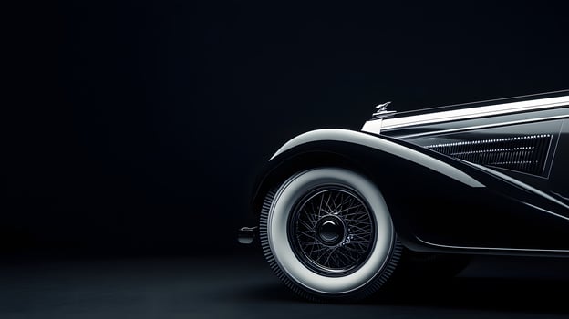 Black Classic Automobile Rear Fender and Wheel photo