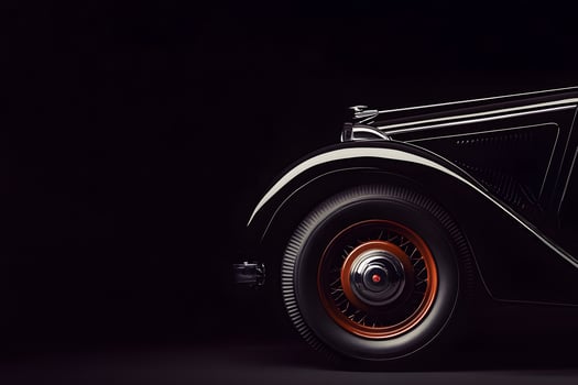 Black Classic Car Front Fender and Wheel Detail photo