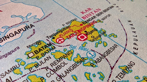 Tanjung Pinang city on the map, Riau Islands, Indonesia. photo