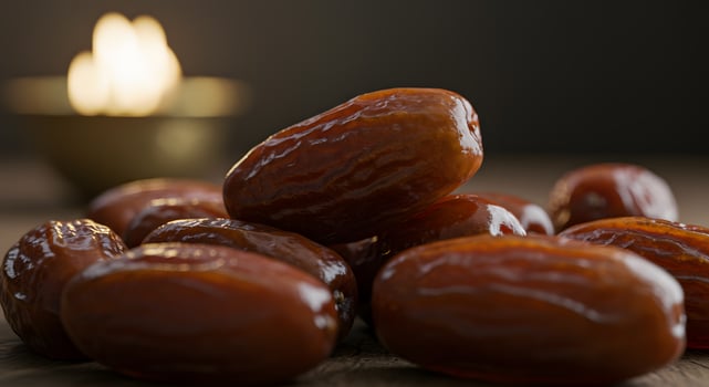 Closeup Shot of Sweet Medjool Dates Fruit, Ramadan Food, Delicious Dessert, Brownish Hue, Warm Lighting, Sweet Treat photo