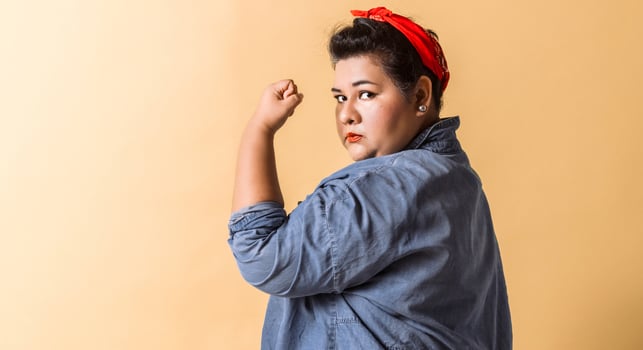 we can do it concept. portrait adult plus sizes woman. photo