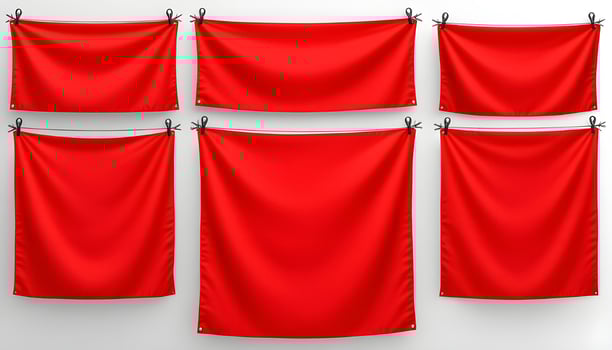 Red Blank Banners Hanging Mockup for Design photo