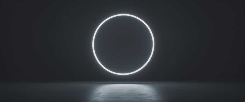 Light circle creates a mesmerizing illusion on a dark background in a creative visual art display photo