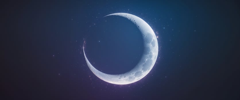 Glowing crescent moon with sparks on dark background for spiritual designs photo