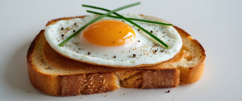 Delicious fried egg served on golden toasted bread for a perfect breakfast meal option. photo