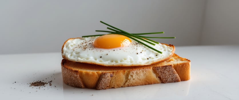Delicious fried egg served on golden toasted bread for a perfect breakfast meal option photo