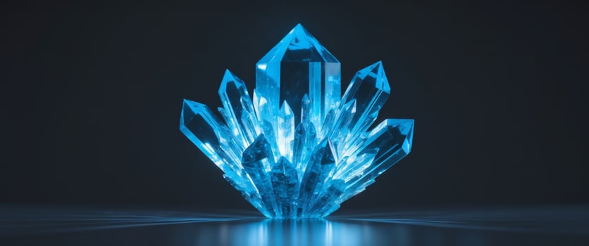 Abstract Crystalline Structure Glowing Blue Light. photo