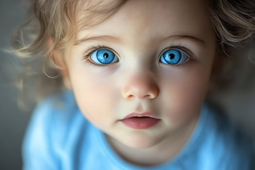 A close up of a child with blue eyes photo