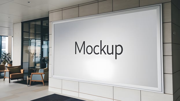White blank billboard or picture frame mockup, corporate branding photo