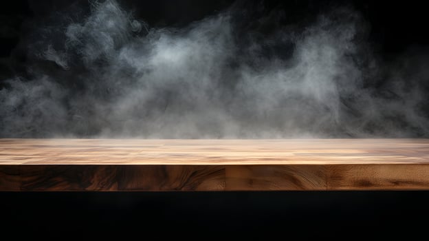 Wooden Surface with Smoke Backdrop photo