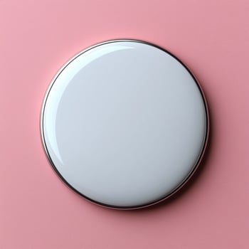 Blank circular badge mockup on pink background, perfect for design photo