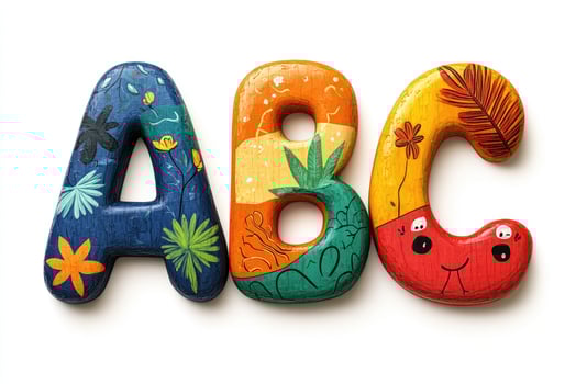 Colorful wooden abc letters showing basic literacy for children photo