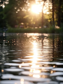 Evening Glow on Serene Village Lake photo