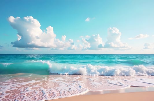 Beautiful beach with blue sea and clouds photo