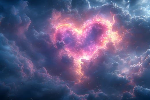 Heavenly Heart-Shaped Nebula Ethereal Cosmic Design for Posters and Cards photo
