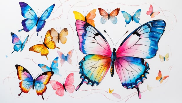 Colorful butterflies cluster together in a vibrant display of nature's beauty and artistry photo