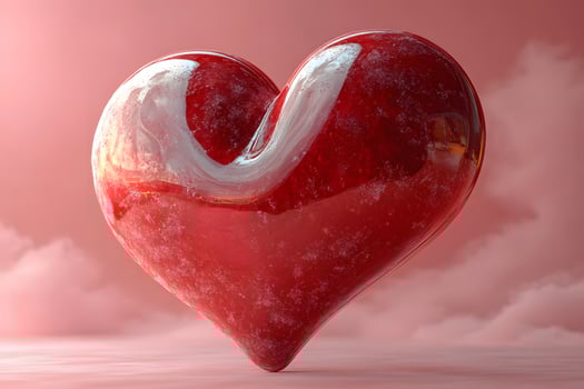 Shiny Heart Sculpture Against Soft Pink Background for Valentine's Decor photo