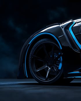 Black Sports Car with Blue Accent Detail photo