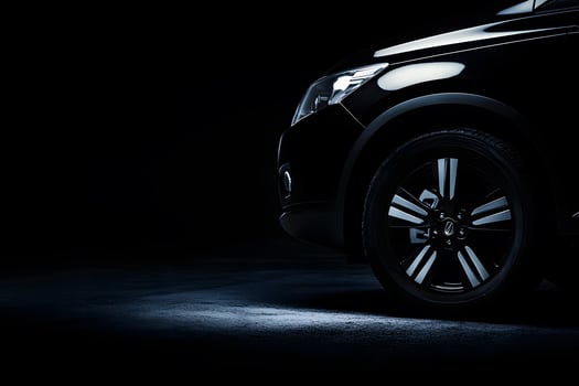 Black SUV Front End and Wheel Detail photo