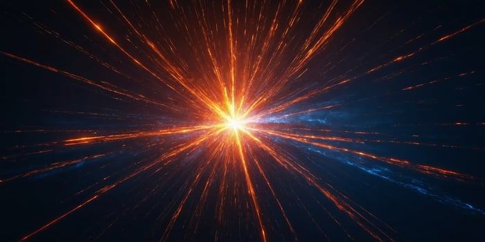 Vibrant explosion of light bursts forth, creating mesmerizing patterns in a cosmic display at the edge of the universe photo
