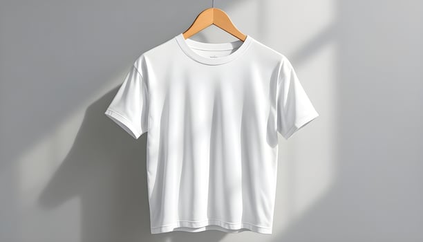 Blank White T-shirt Mockup on Wooden Hanger photo