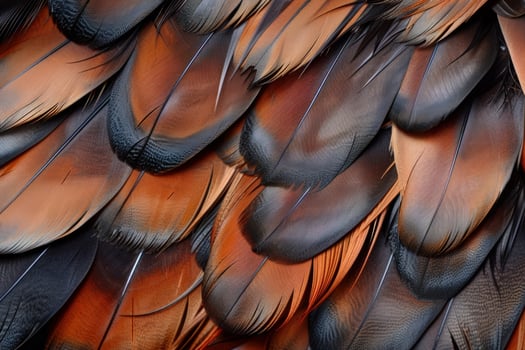 Macro close up of brown and black bird feathers creating a soft textured background photo
