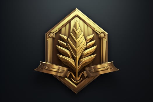 Golden laurel wreath representing achievement and excellence on dark background photo
