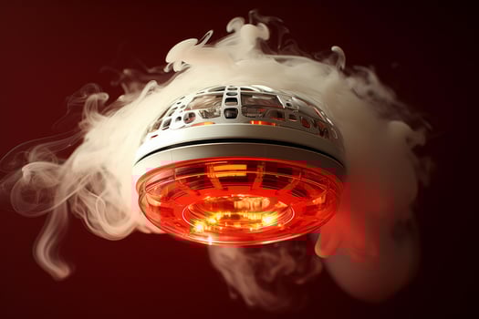 Smoke detector sensing smoke, ensuring home safety and fire protection photo