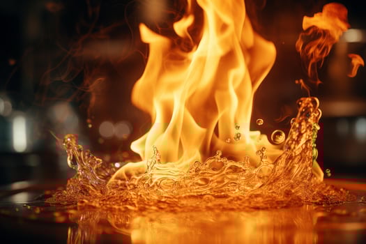 Bright flames burning over water splashing in slow motion photo