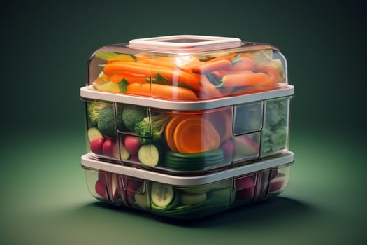 Stacked food containers keeping vegetables fresh and organized photo