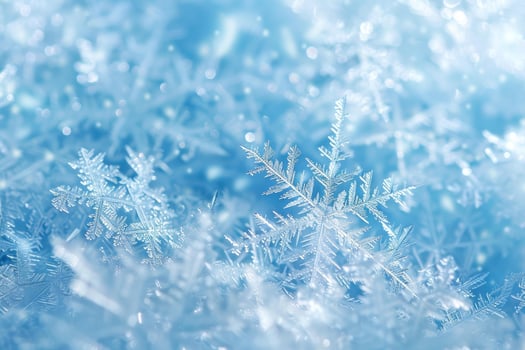 Macro snowflakes falling creating winter wonderland background photo