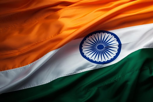 Indian flag waving in the wind, symbol of national pride and identity photo