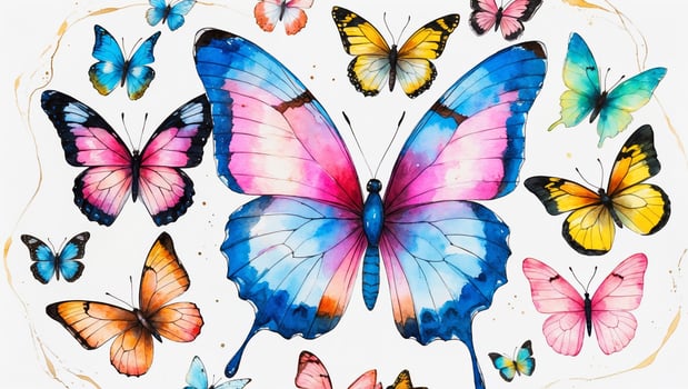 Colorful butterflies beautifully arranged with various patterns and hues showcasing nature's artistry photo