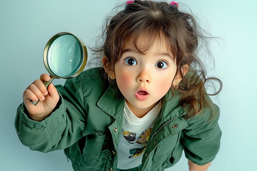 Curious Child with Magnifying Glass photo
